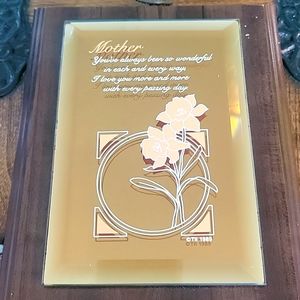 Vintage mirrored Mother plaque 1989 Mother's day Christmas birthday gift